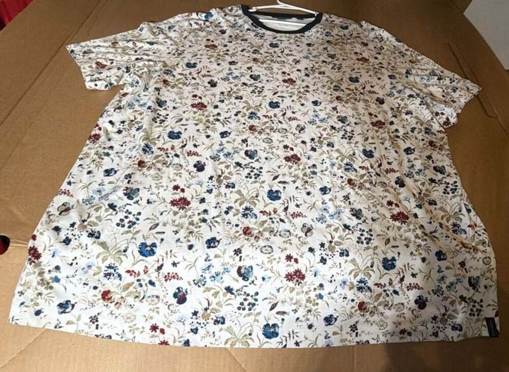 Perry Ellis Men's Floral Print Pima Cotton Crewneck Short Sleeve T-Shirt 3XLT